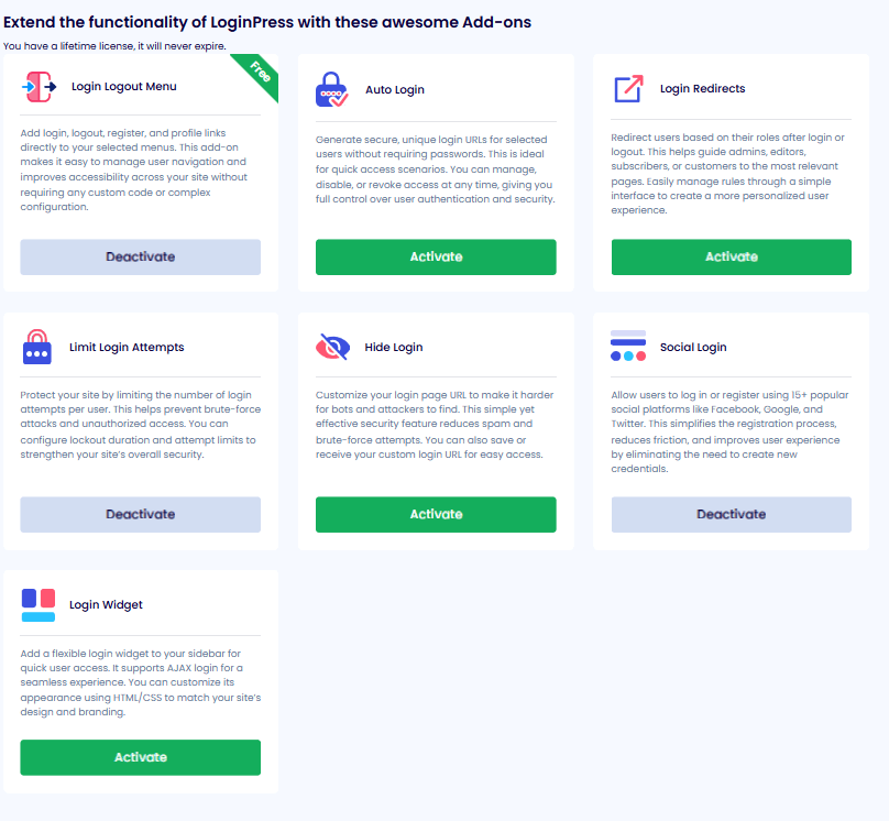 Loginpress addons
