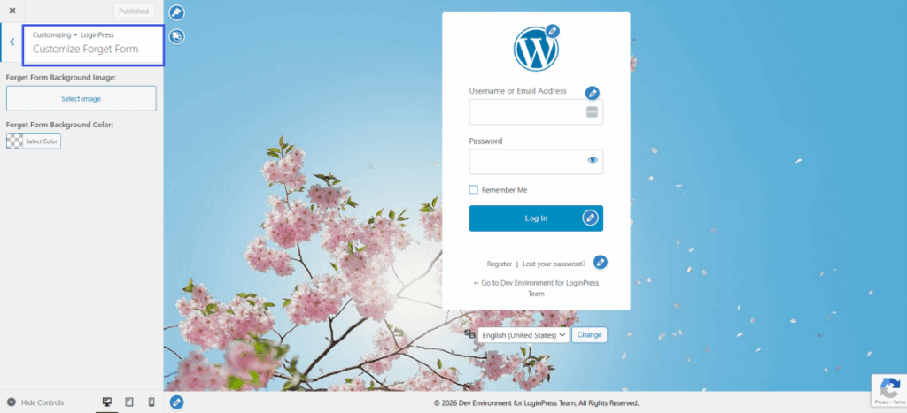 Customize forget form in loginpress
