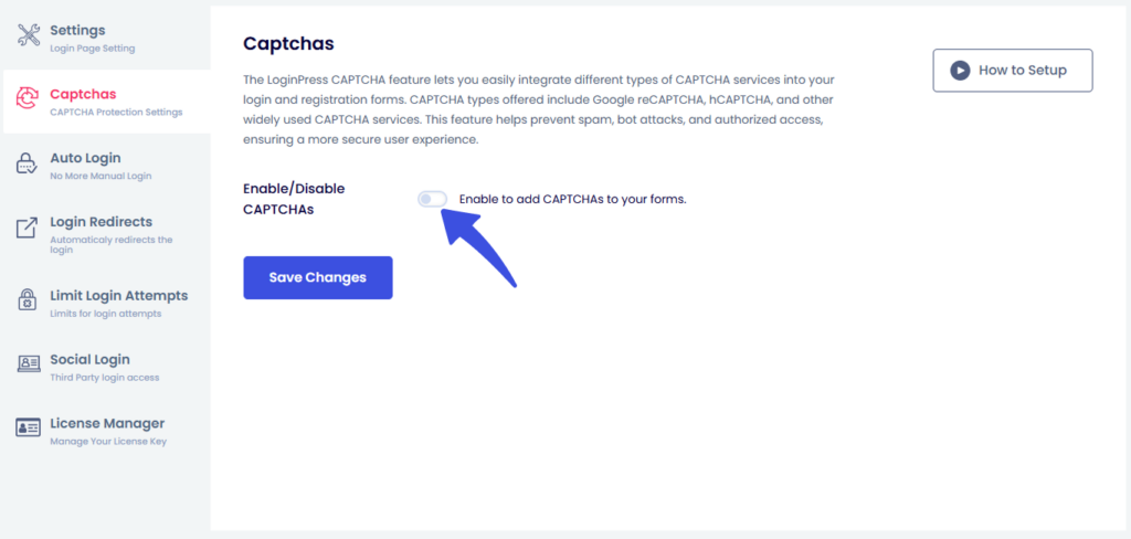 Enable Captchas Option