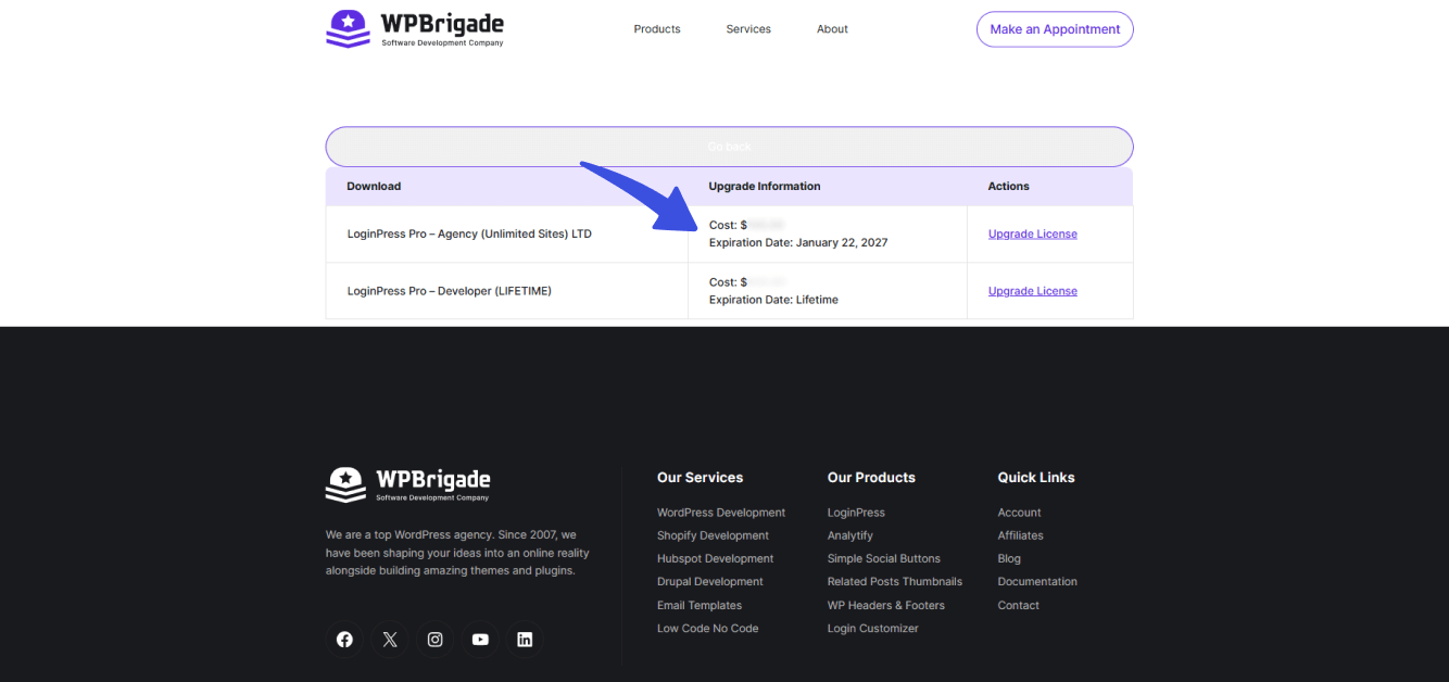 Given upgrade cost and information