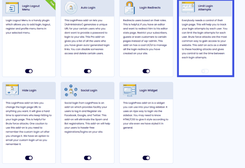 Limit login attempts addon