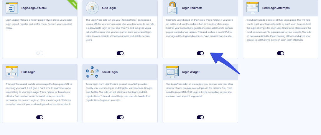 Login redirect addon