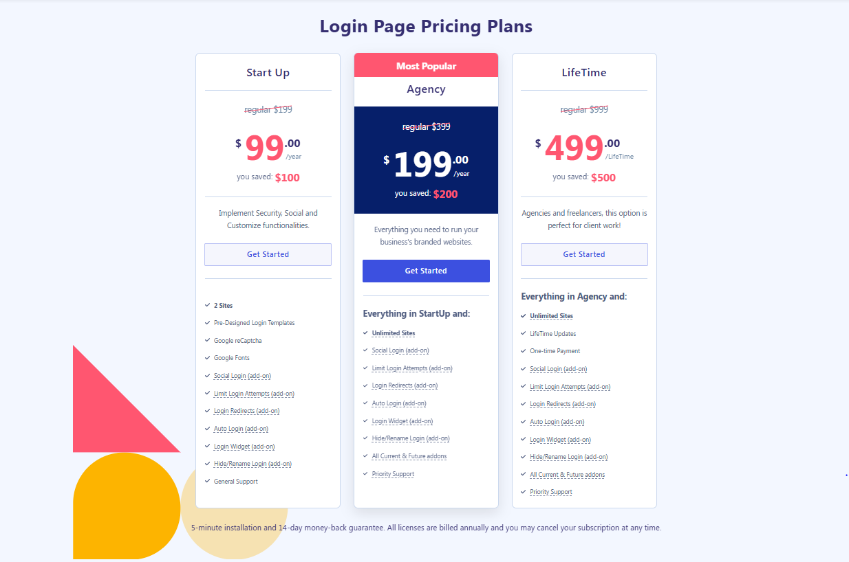 LoginPress Pricing 