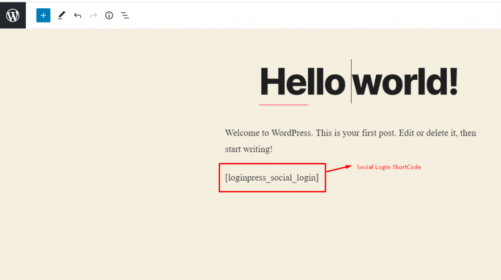 LoginPress social login shortcode