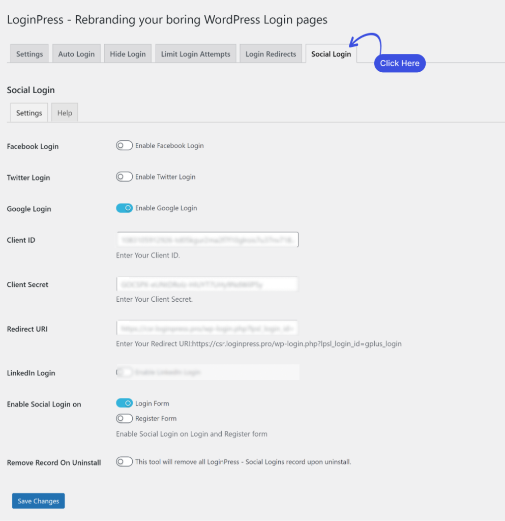 Social Login Addon
