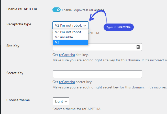 Enable reCAPTCHA