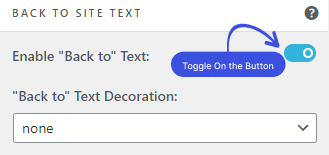 Enable "Back to" Text