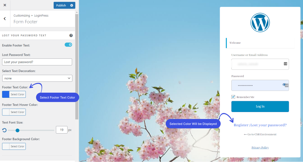 Footer Text Color