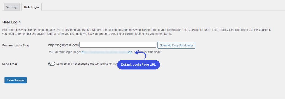 Default login page URL