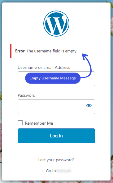 Empty Username Error Message
