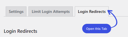 Login Redirects Tab