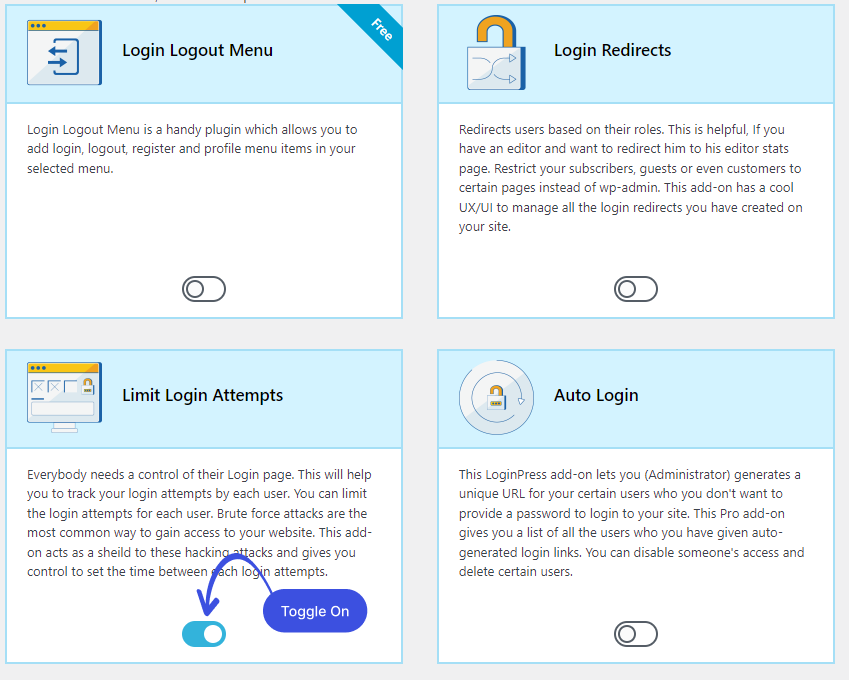 Enable Limit Login Attempts