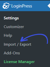 Import/Export Feature in LoginPress Menu
