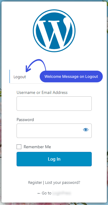 Welcome Message on Logout
