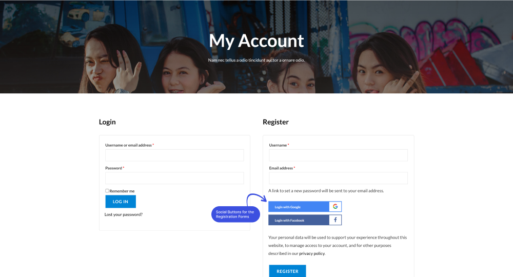 Social Login Buttons for the Registration Form