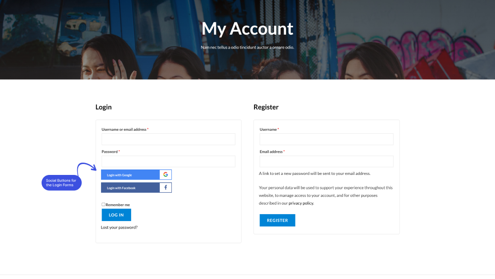 Social Login Buttons for the Login Form