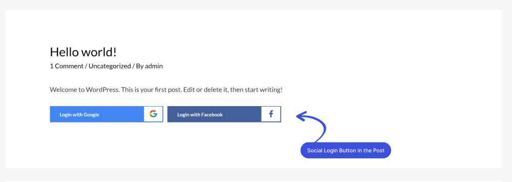 Social Login Button in the Post