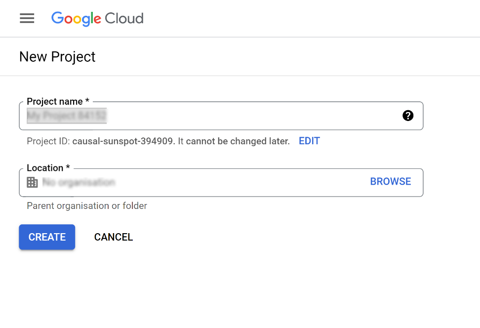 Add project details in google oauth client