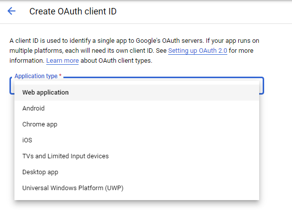 Create OAuth client ID
