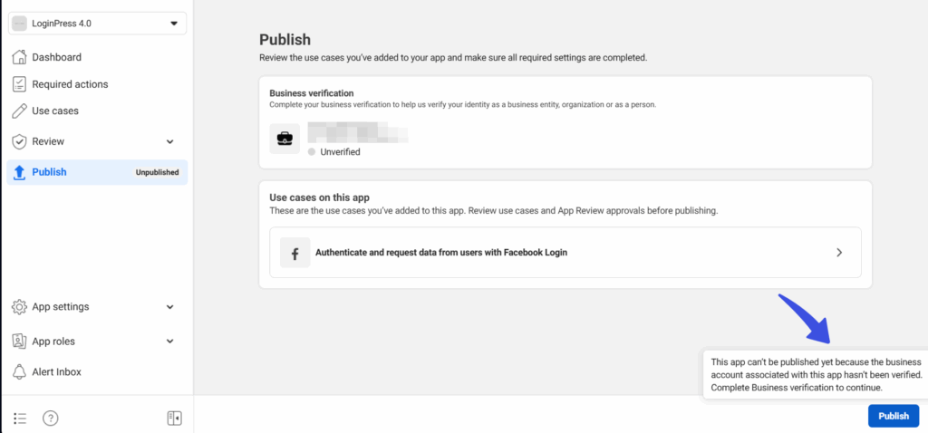 Publish Your Facebook App