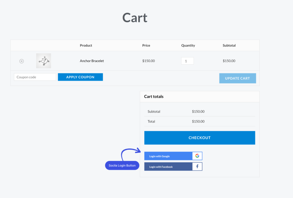 Social Login Shortcode for Checkout Form ( Before Proceed to Cart Button