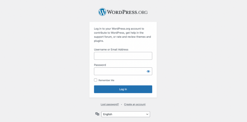 Default WordPress Login Page