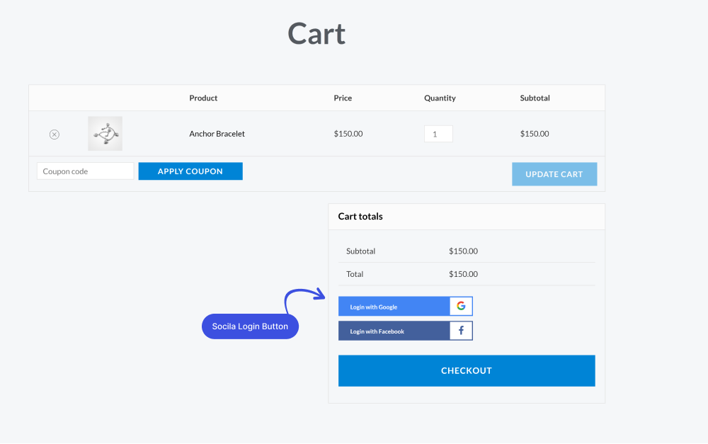 Social Login Shortcode for Checkout Form ( After Proceed to Cart Button) 