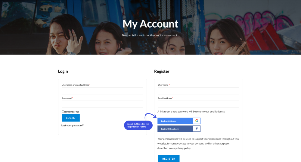 Social Login on the WooCommerce on the Registration Form