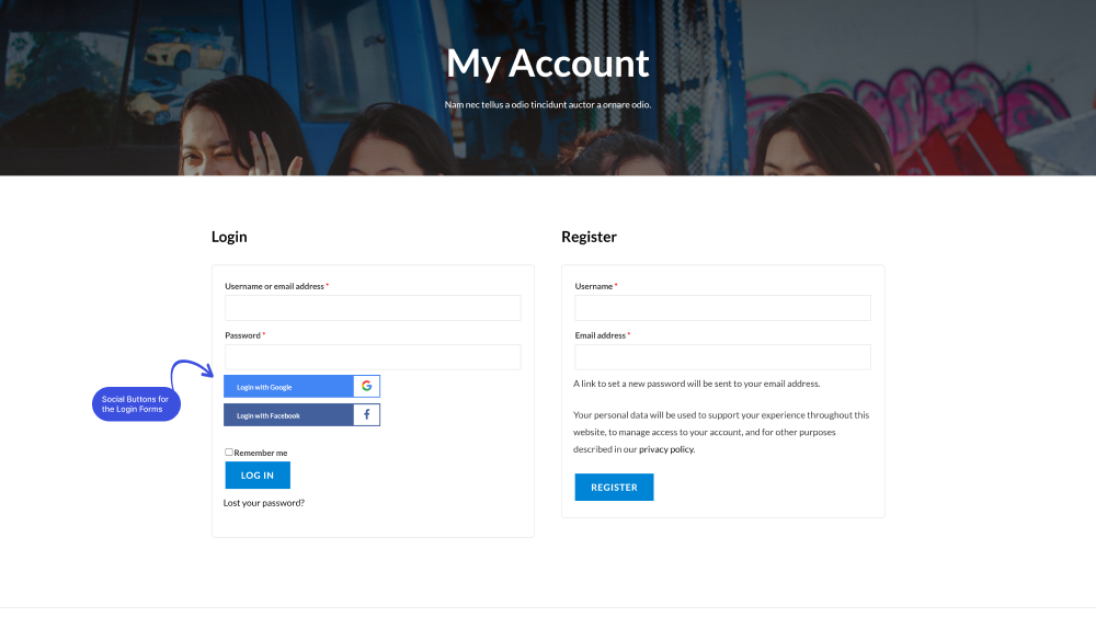 Social Login Button on WooCommerce My Account Page