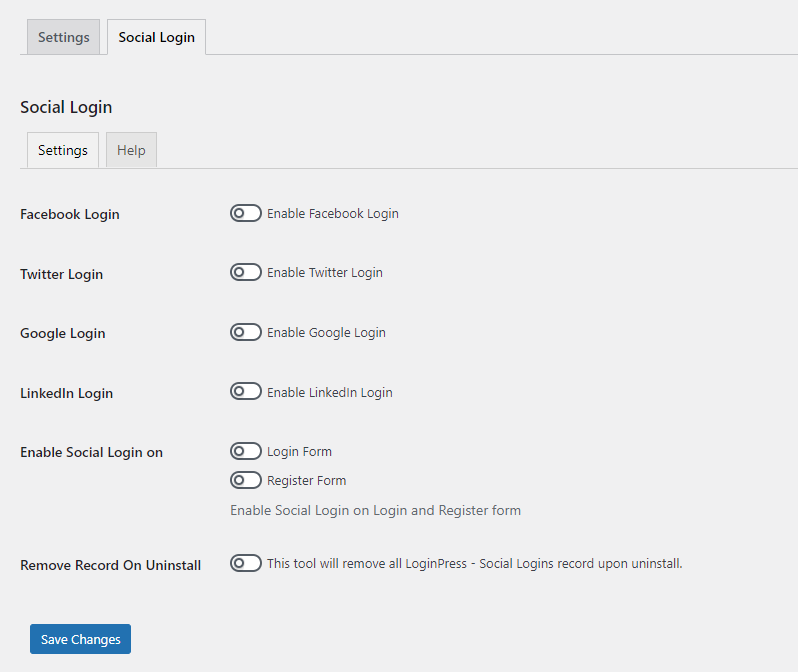 Social Login Tab