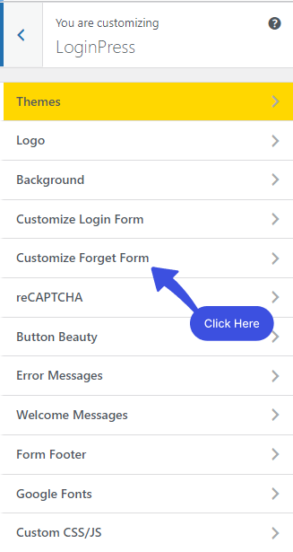 Customize Forget Form