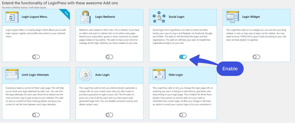 Enable Social Login