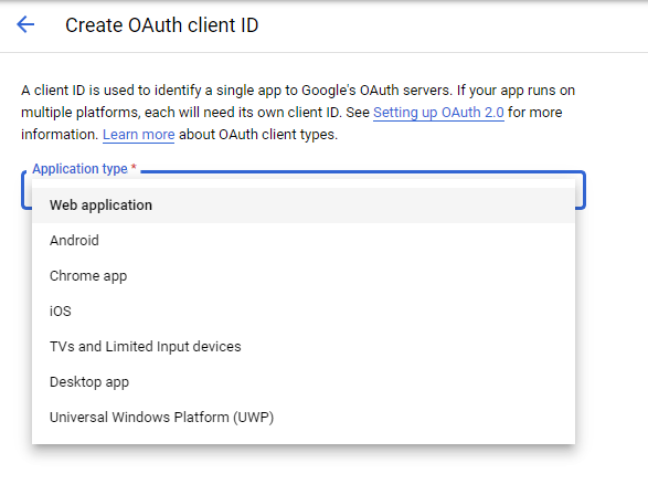 Create OAuth client ID