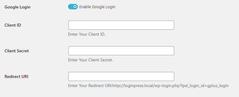 Enable Google Login