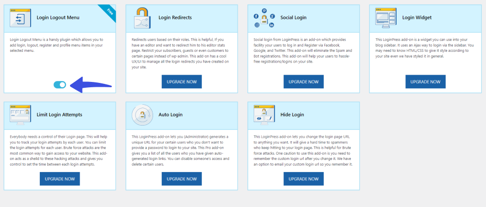 Enable Login Logout Menu Add-on