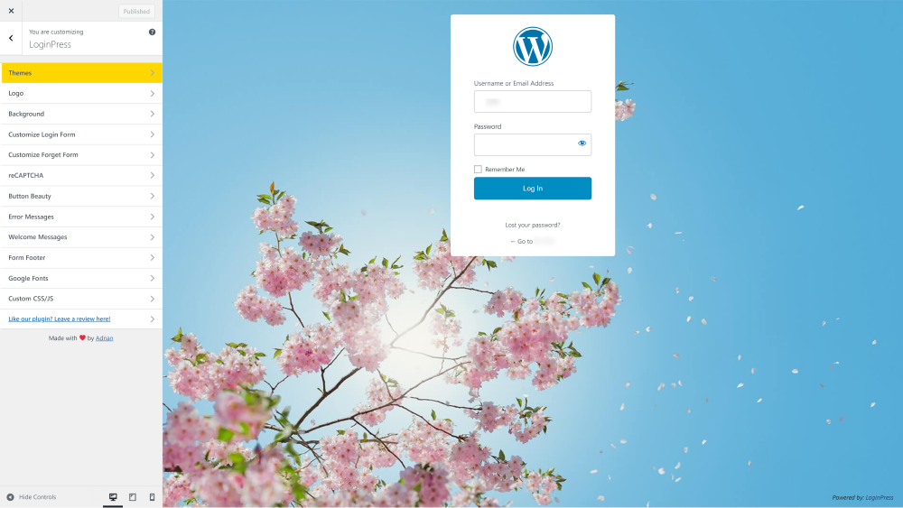 LoginPress customizer