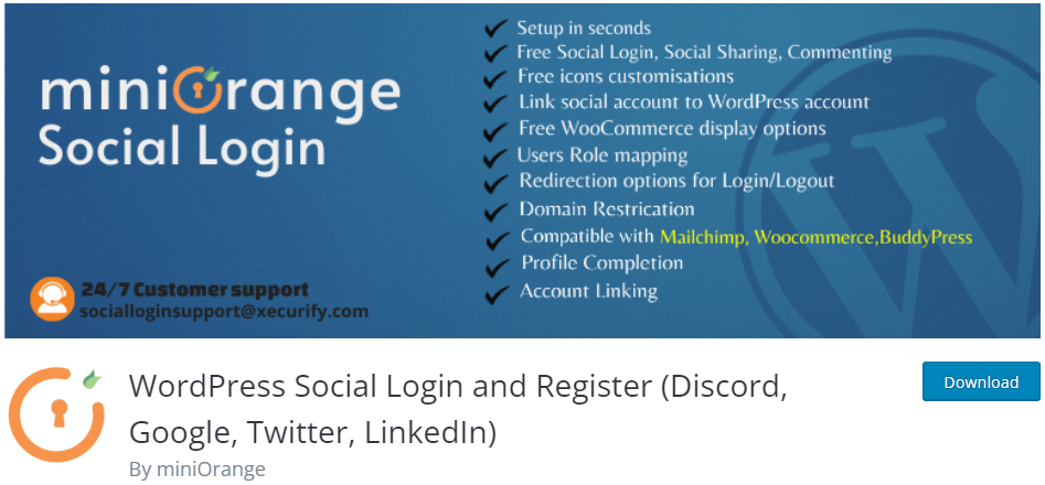 MiniOrange Social Login and Register