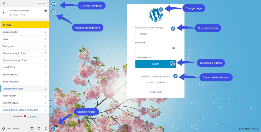 LoginPress Customization Features