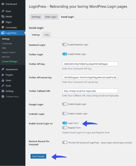 Enable Social Login For Login Form and Register Form