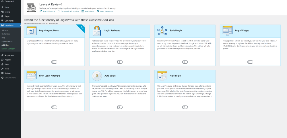 loginpress add-ons