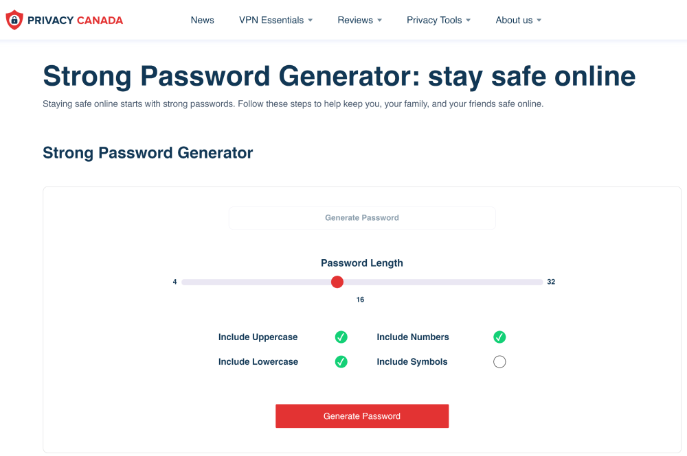 Strong Password Generator