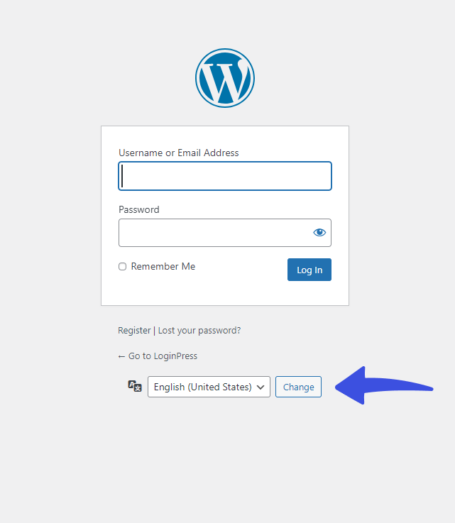 default multilingual login page