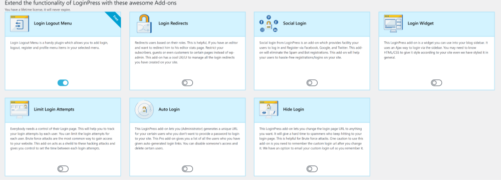 loginpress addons