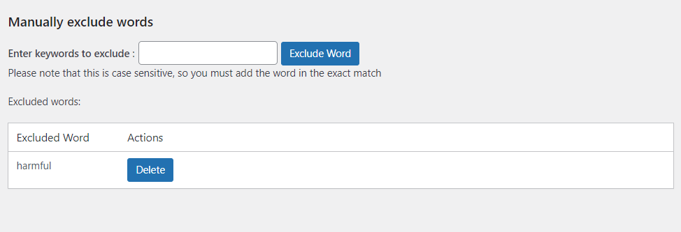 manually exclude words