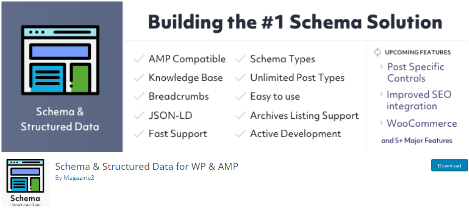 schema and structured data for wp and amp