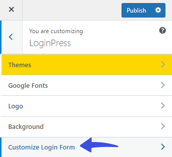 customize login form option