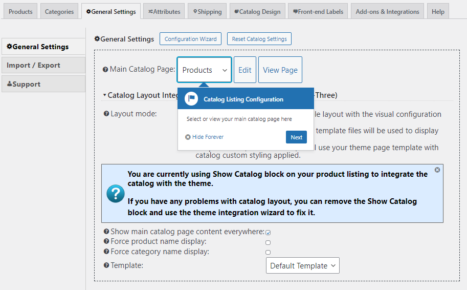 general settings tab