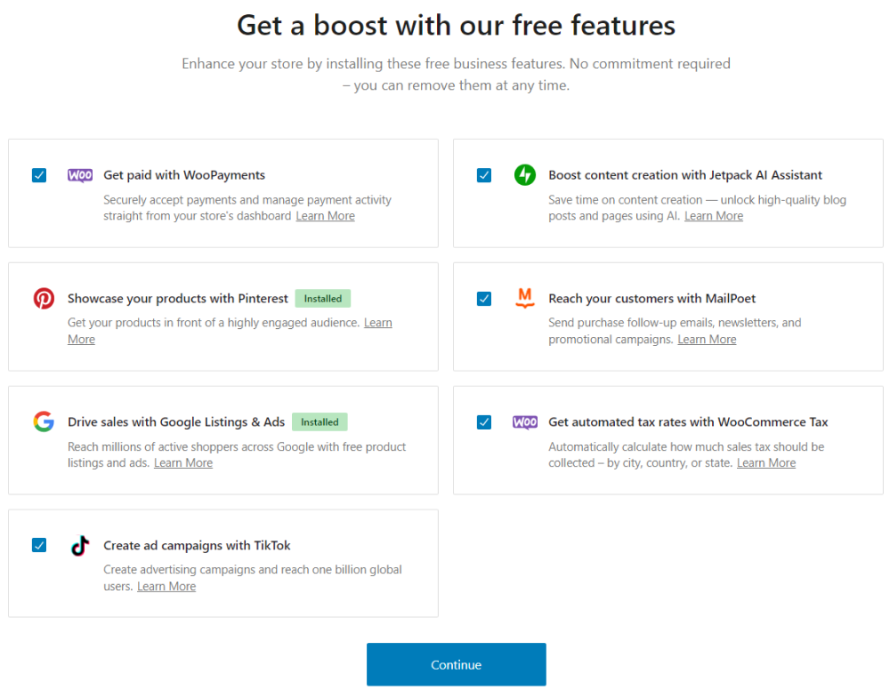 get a boost with free WooCommerce features
