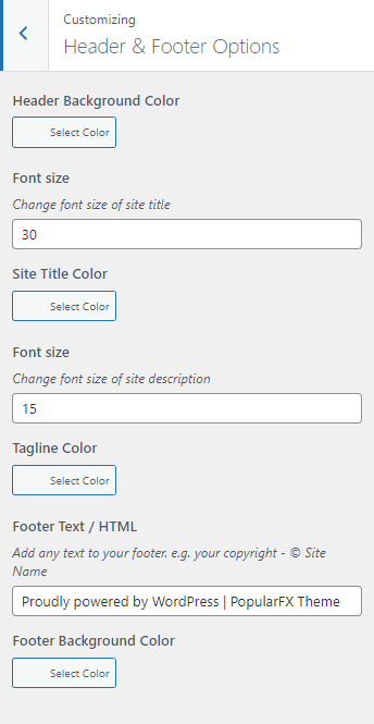 header and footer options