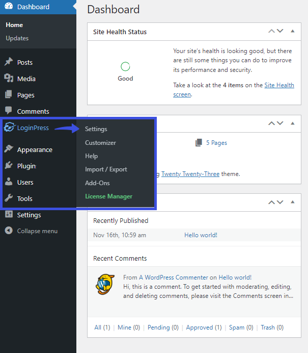 loginpres settings